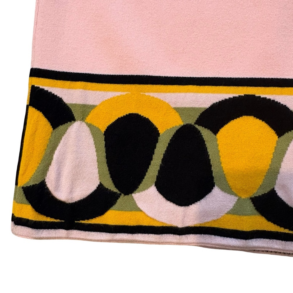Emilio Pucci Knit Short Sleeve Mock Neck Dress with Geometric Border Trim, Sz XS - Picture 12 of 16